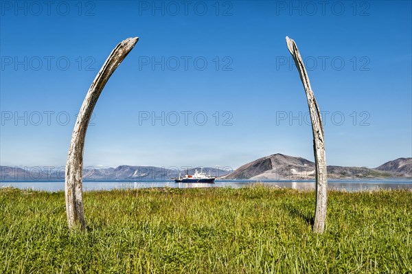 Tourist boat anchored off Yttygran Island