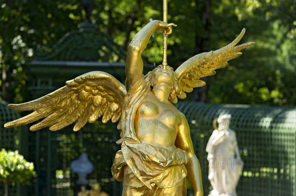Golden fountain figure of the goddess Fama