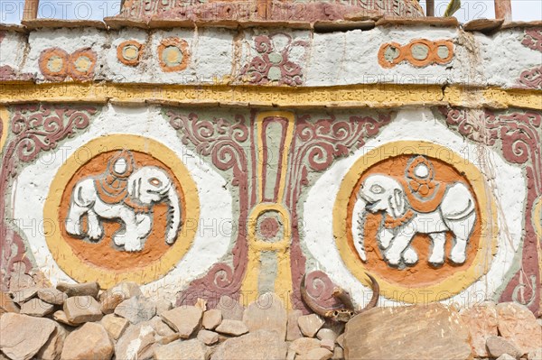 Colorfully decorated Buddhist Stupa