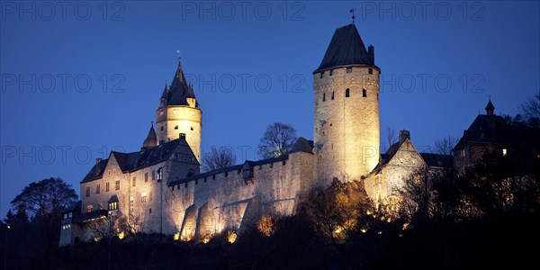 The illuminated Burg Altena Castle