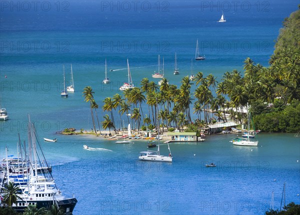 View of Marigot Bay with yachts