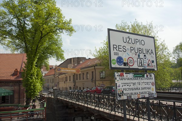 Sign 'State Border of the Republic of Uzupis'