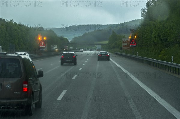 Traffic during heavy rain with poor visibility