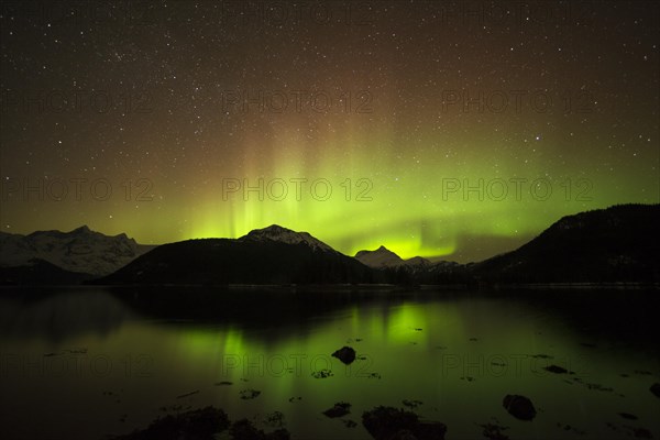 Aurora borealis lights up the Chugach Range