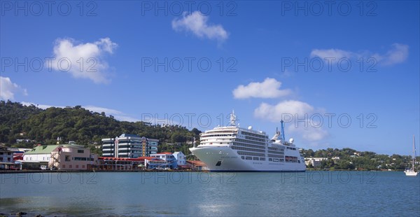 Cruise ship Silver Spirit in the port of St Lucia's capital Castries