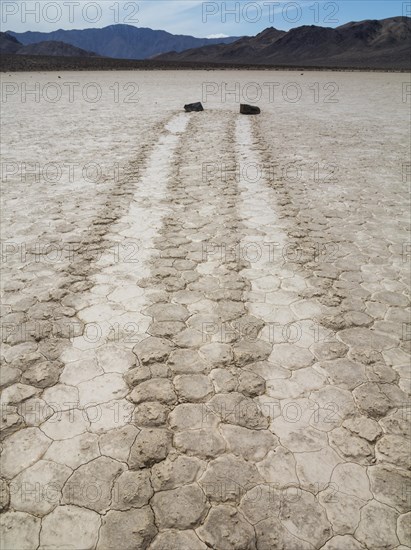 Tracks created by the mysterious moving rocks at the 'Racetrack'