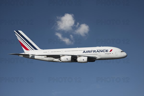 Airbus A380 Airfrance against a blue sky