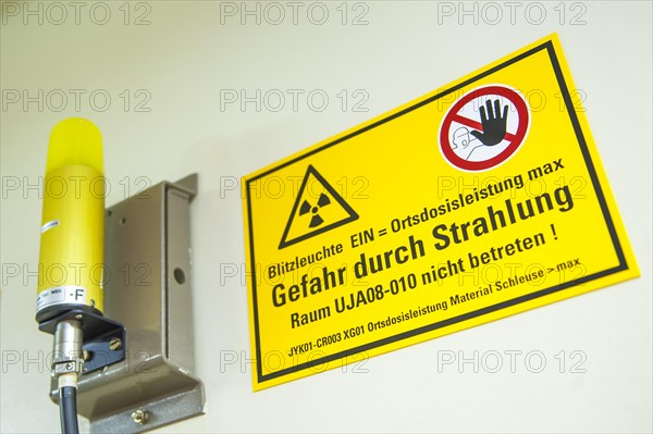 Danger warning sign in the Emsland nuclear power plant of the RWE Power AG
