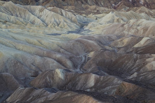 The eroded badlands of Gower Gulch at dawn