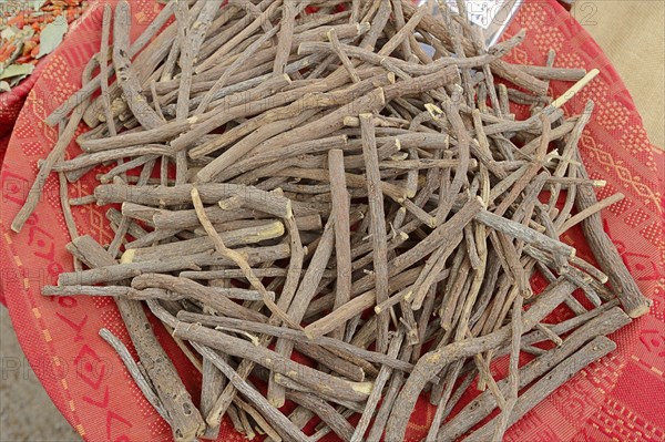 Licorice Root (Glycyrrhiza glabra) at a market stall