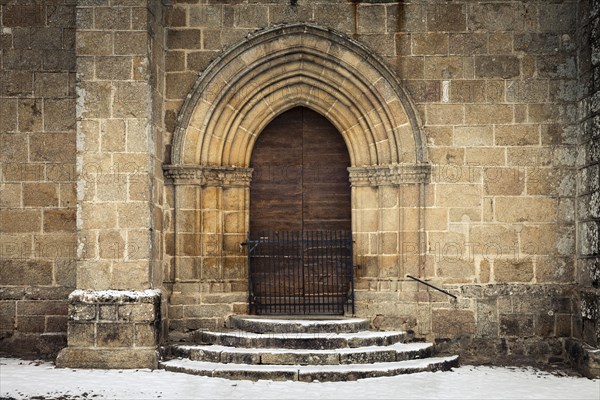 Portal door entrance of medieval fortified church