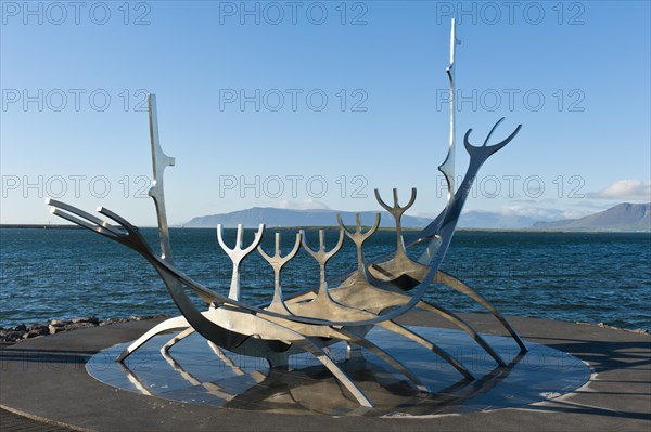 The Sun Voyager Sculpture or Solfar Sculpture by artist Jon Gunnar Arnason