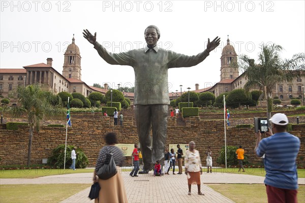 Huge Nelson Mandela statue in front of the Union Buildings government buildings