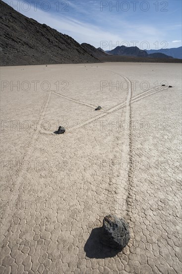 Tracks created by the mysterious moving rocks at the 'Racetrack'