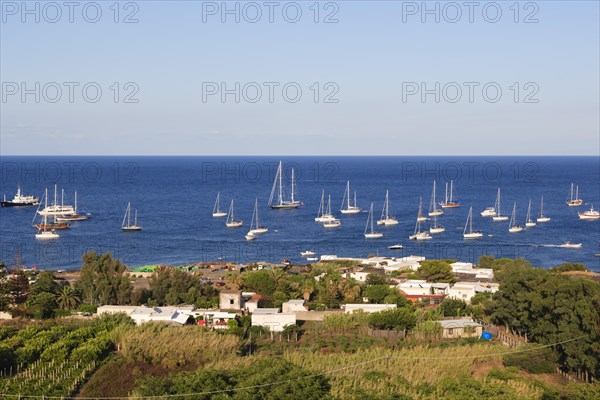 Boats in the Tyrrhenian Sea off Isola Stromboli