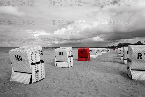 Beach with beach chairs