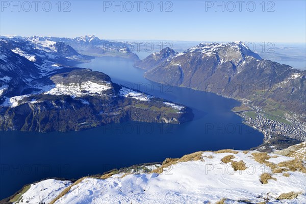 View from the Fronalpstock on Lake Lucerne with the Rigi and Pilatus in back