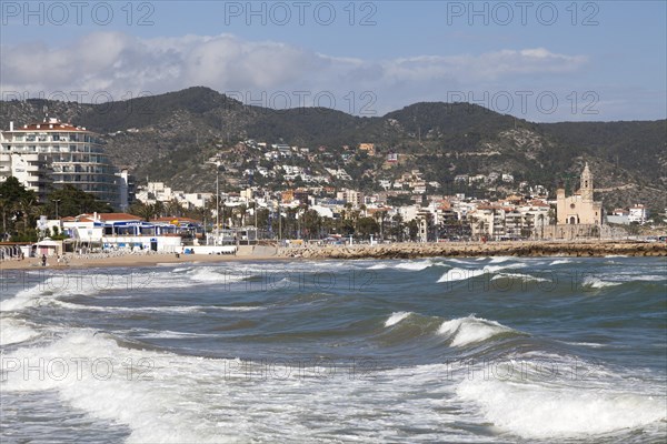 Waves breaking on the sea front