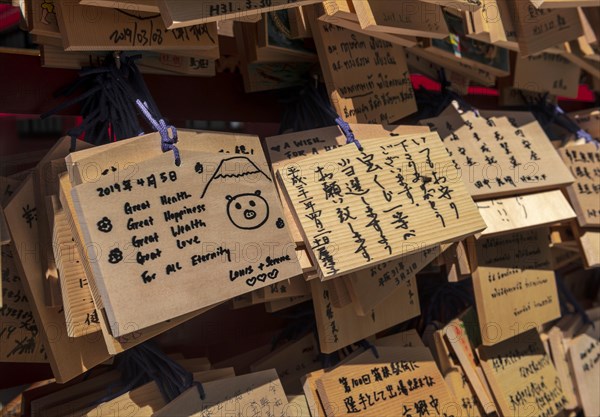 Written wishes to deities on small wooden boards