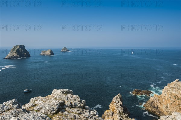 Cliffs and rocky landscape with the Atlantic at Pointe de Penhir