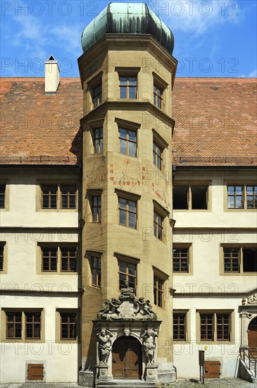 Stair tower with three sundials