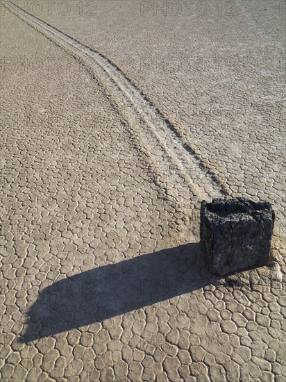 Track created by one of the mysterious moving rocks at the 'Racetrack'