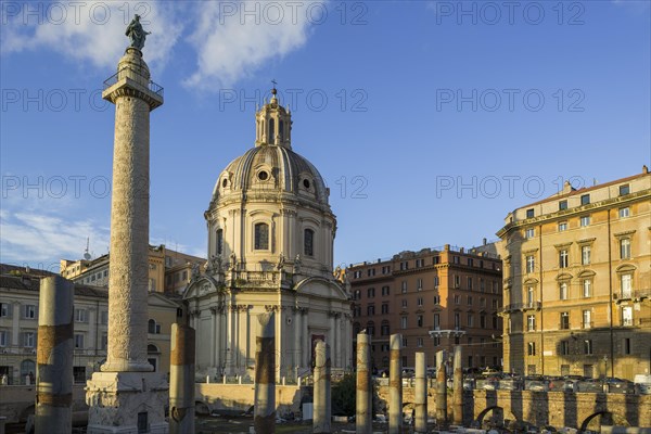 Trajan's Forum with Trajan's Column and the Church Santissimo Nome di Maria al Foro Traiano