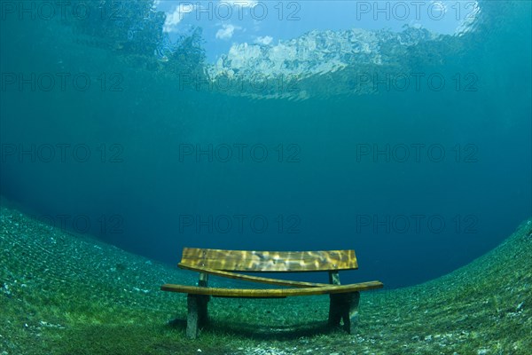 Sunken bench in Gruener See or Green Lake