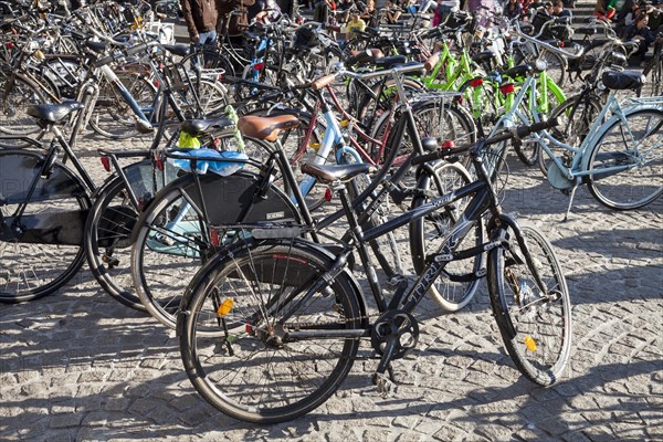 Bicycles parked on the Dam Square