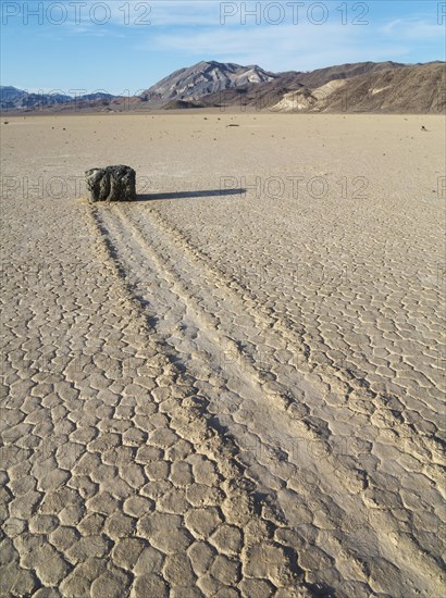 Track created by one of the mysterious moving rocks at the 'Racetrack'