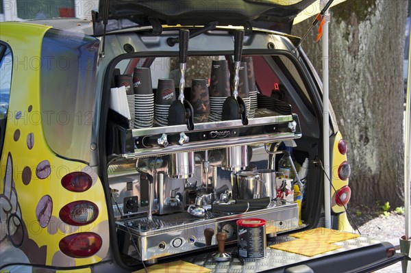 Smart car transformed into a coffee shop