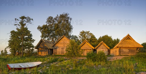 Historical village beach and fishing village of Altja in the evening light