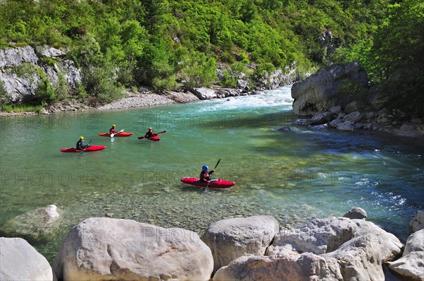 Canoeists in the Verdon Gorge