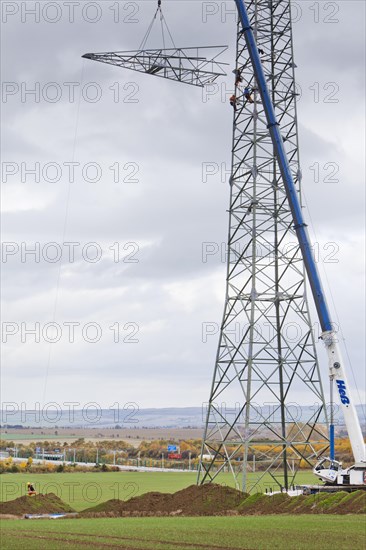 Construction of a high-voltage mast of the South-West Interconnector