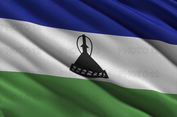 Flag of Lesotho waving in the wind