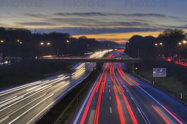 A96 motorway at dusk with light trails of moving cars