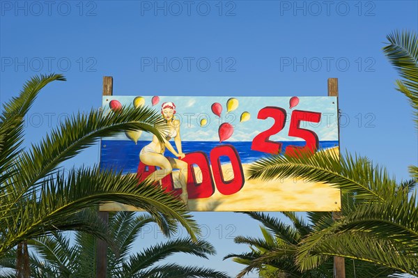 Colorful sign on the beach of Rimini