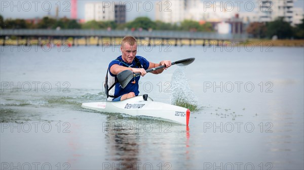 A kayaker rowing a kayak