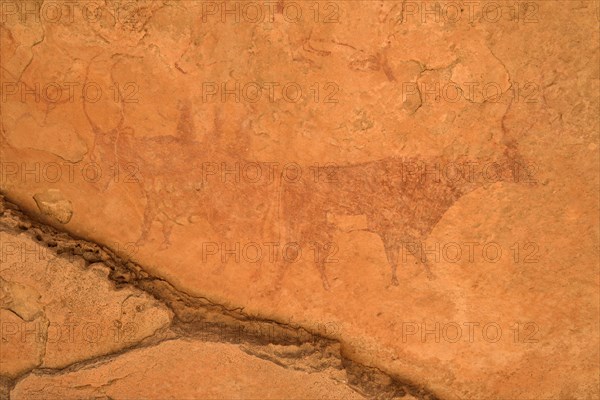 Rock painting of cows