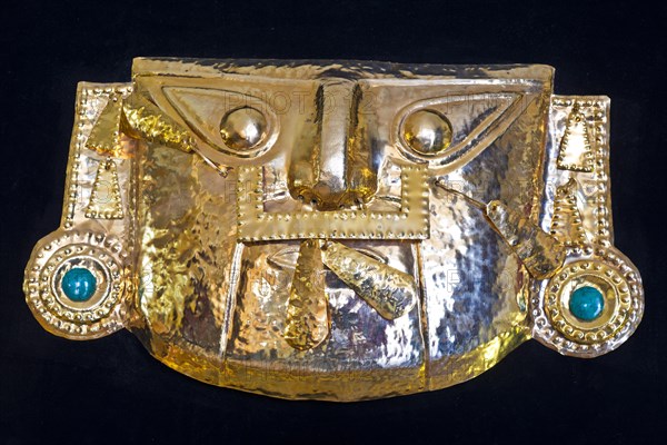 Golden pre-Columbian Inca mask