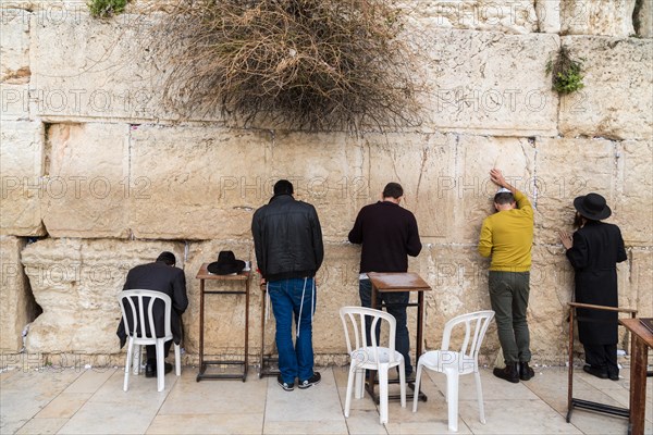 Orthodox Jews praying at the Western Wall