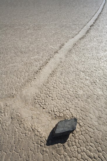 Track created by one of the mysterious moving rocks at the 'Racetrack'