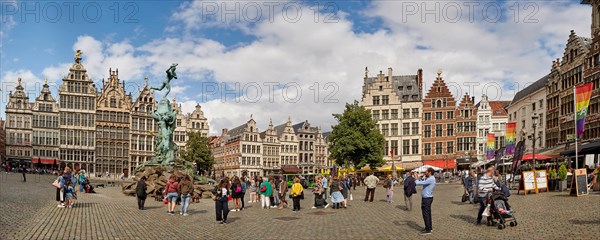 Historical facades of the guild houses on the Grote Markt in Antwerp