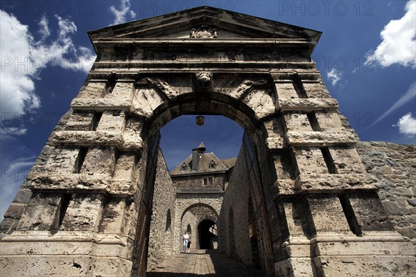 View through the outer gate of Burg Altena Castle