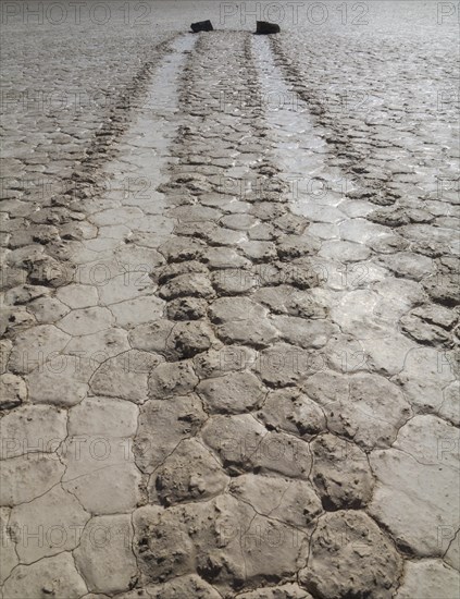 Tracks created by the mysterious moving rocks at the 'Racetrack'