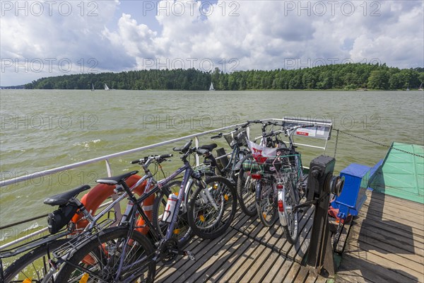 Bicycles on a ferry on a Masurian Lake