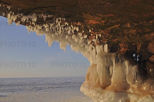 Icicles hanging from ceiling in a cave