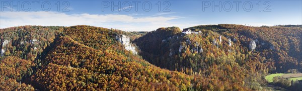 View over Danube Gorge towards Burg Wildenstein Castle