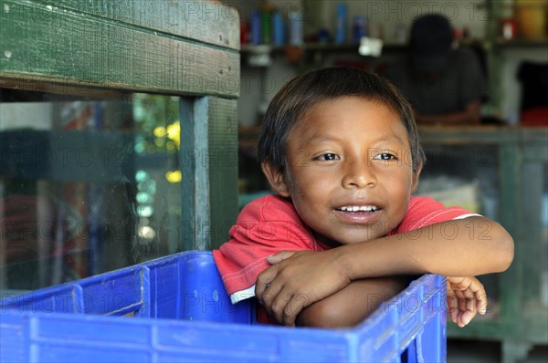 Kuna Indian boy in a Kuna Indian village