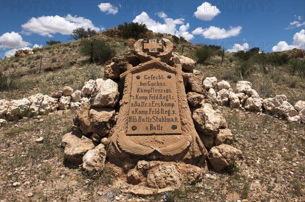 Plaque commemorating combat action from the colonial period between the former German colonial force and freedom fighters in 1905